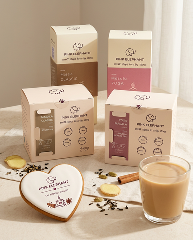 Masala Chai Set (4 packs): Classic & Spicy &ndash; ​​10% Off + Free Gift | Pink Elephant