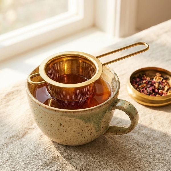 Gold Metal Tea Infuser Strainer (Premium Tea Filter)