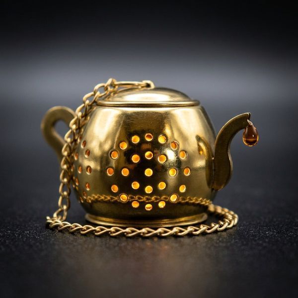 Gold mini teapot infusor