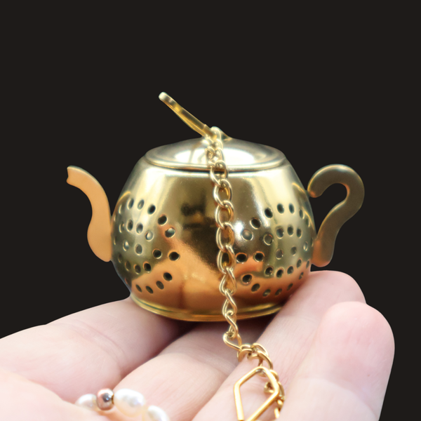 Gold mini teapot infusor